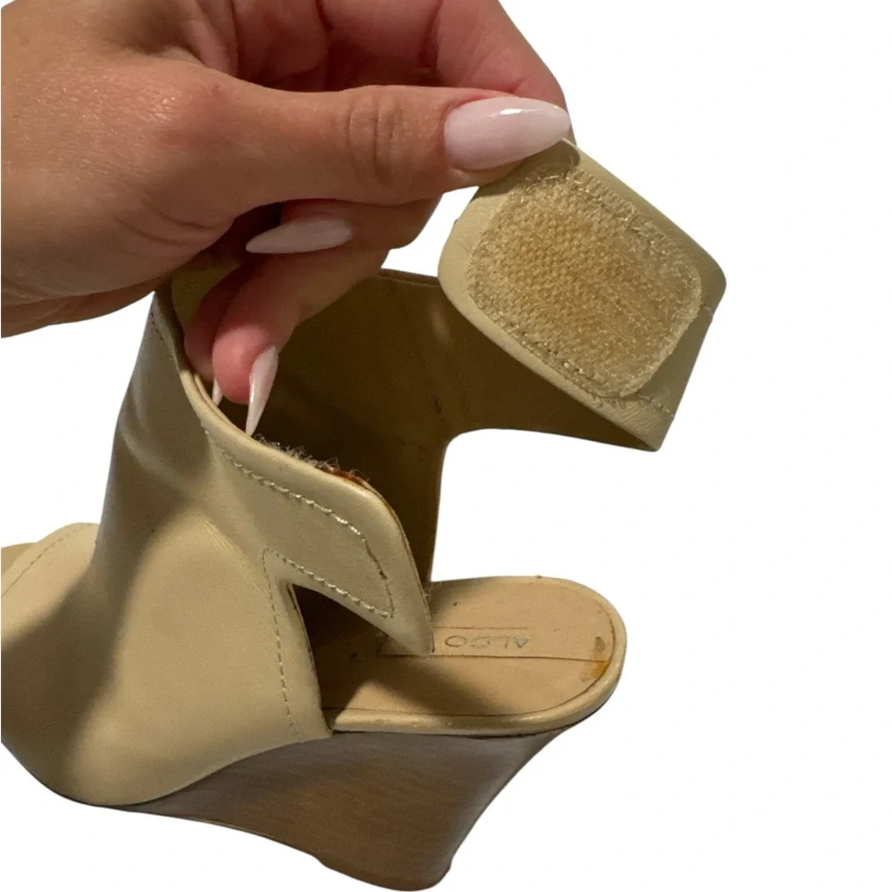 Aldo Cream Peep-Toe Wedges